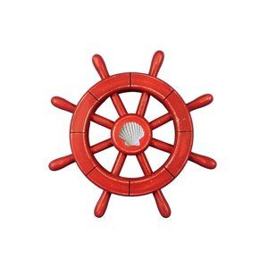 Hampton Nautical Decorative Ship Wheel With Seashell, 12", Rustic Red🤩